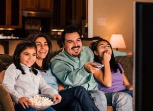 family watching television