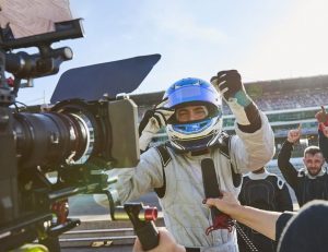 film crew at raceway