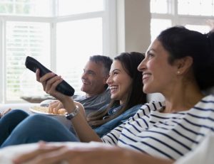 family watching tv