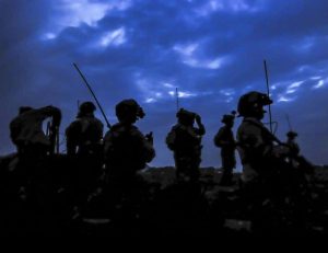 soldiers in silhouette