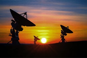 Intelsat teleports at sunset