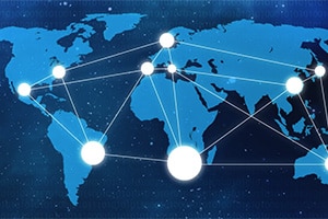 Map depicting secure satellite communications